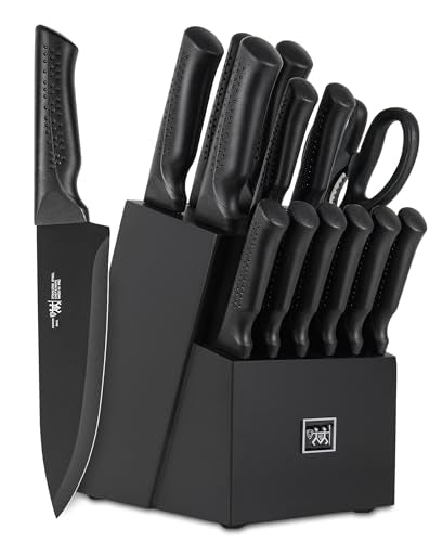 Knife Set, 15 Pcs Kitchen Knife Set with Block Self-Fedya