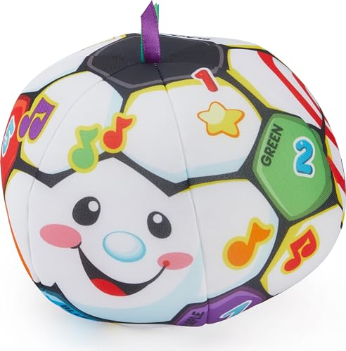 Fisher-Price Baby to Toddler Toy Laugh & Learn Singin’ Soccer Ball Musical Plush with Educational Phrases for Infants Ages 6+ Months (Amazon Exclusive)